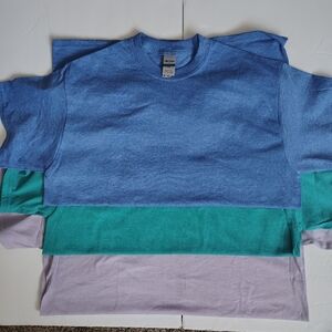 Gildan Short Sleeve Blank Tees in Blue, Green, and Purple Medium. NWOT